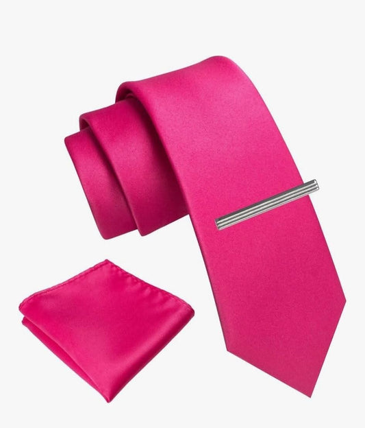 Men's Neck Solid Neck Tie- Pink