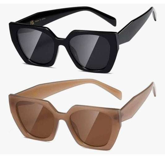 Women's Retro Style Sunglasses- 2 Pack