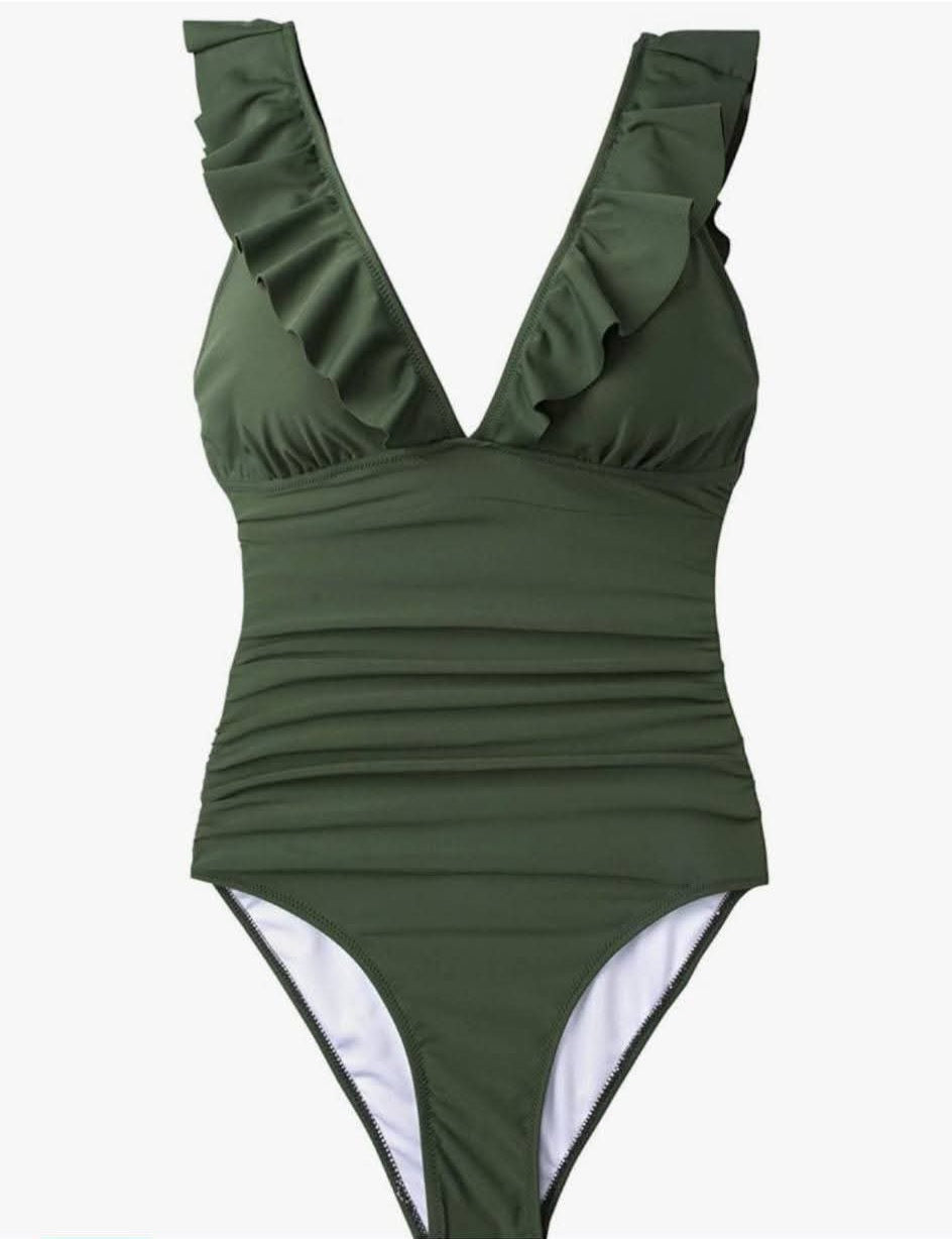 Women's Ruffled Swim Suit Green