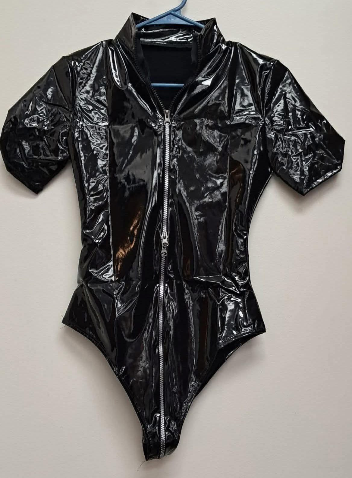 Women's Faux Leather Body Suit Black