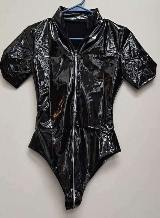 Women's Faux Leather Body Suit Black