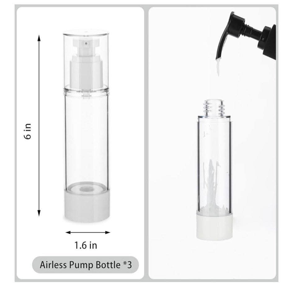 Clear Airless Pump Bottles- Set of 3