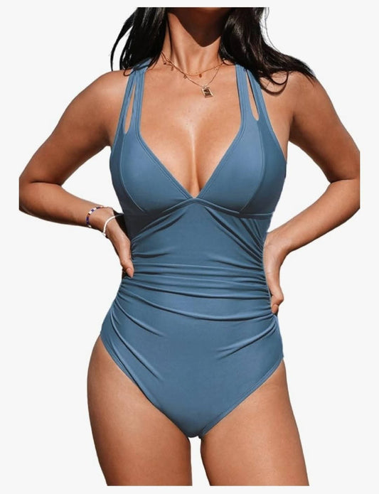 Women's One Piece Swim Suit- Blue