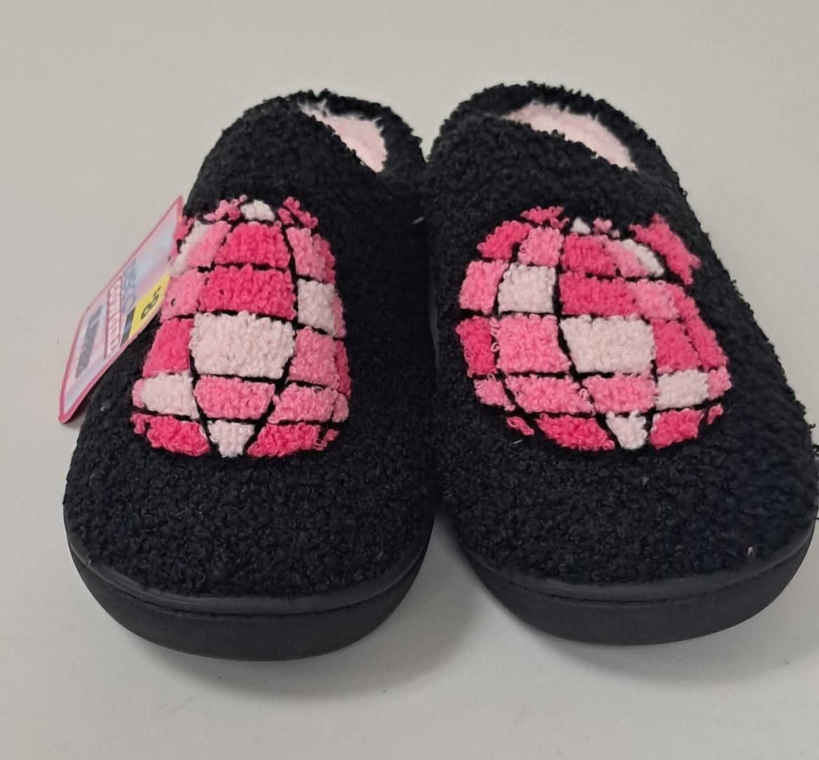 Women's Slippers- Black with Disco Ball