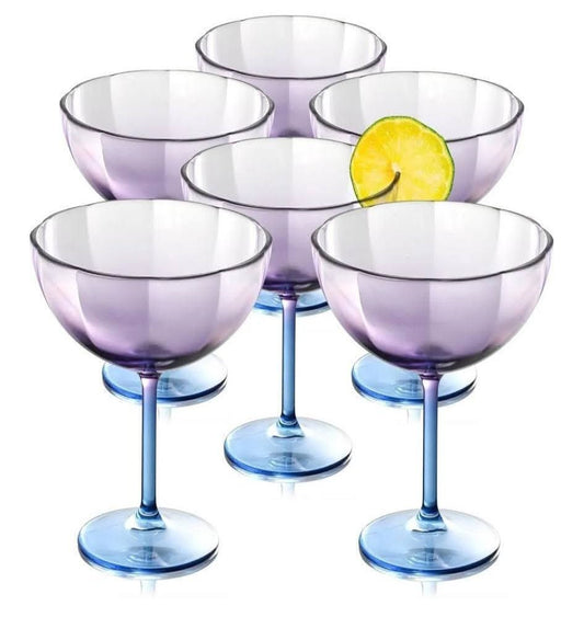 Purple Margarita Glasses- Set of 6- Plastic