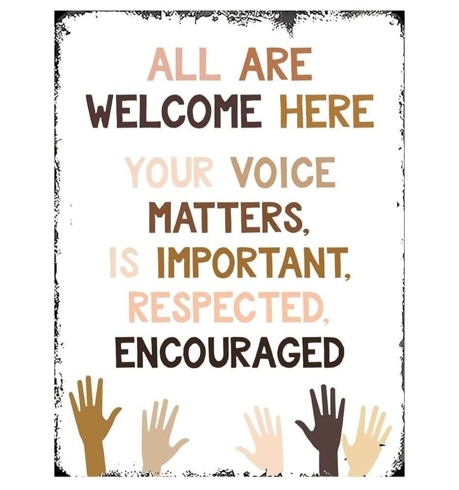 All Are Welcome Here Tin Sign