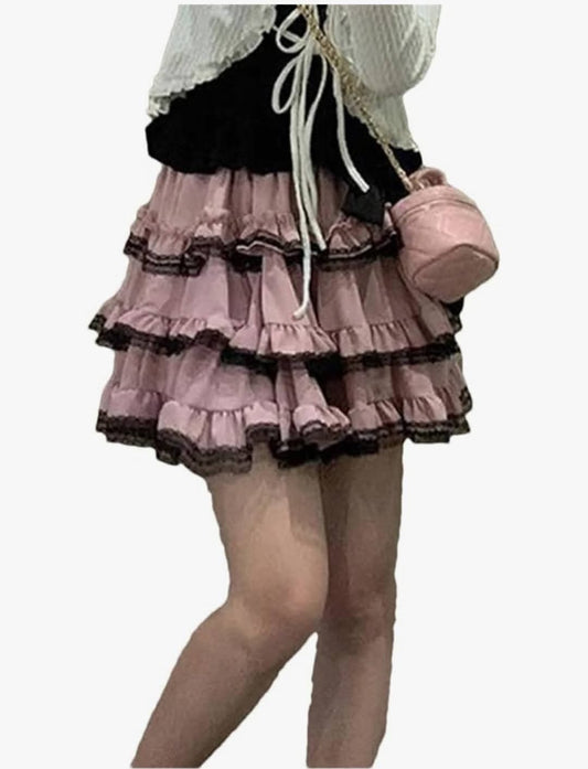 Women's Lace Trim Mini Skirt