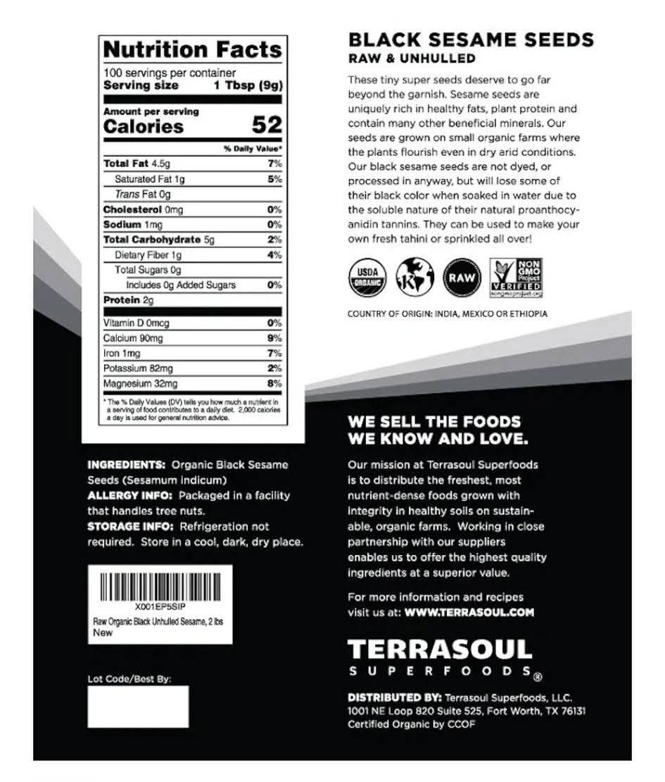 Terrasoul Superfoods Organic Black Sesame Seeds