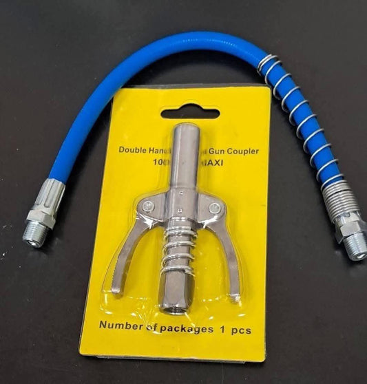 GreaseGun Coupler Quick Release Grease Coupler Lock-Type Double Handle 30cm Connecting Hose