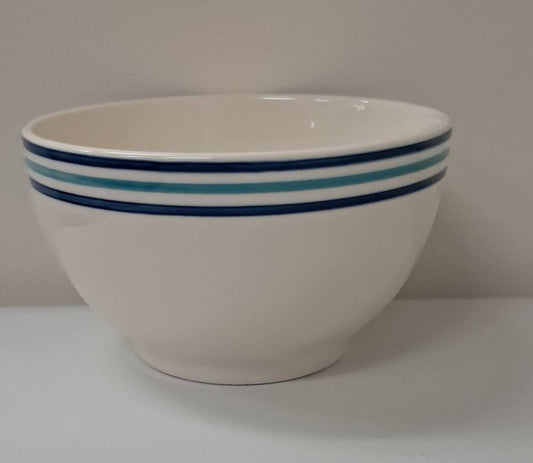 Cereal Bowl set of 4 White with blue stripes