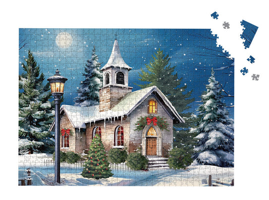 Holy Night Church Winter 1000 piece Jigsaw Puzzle