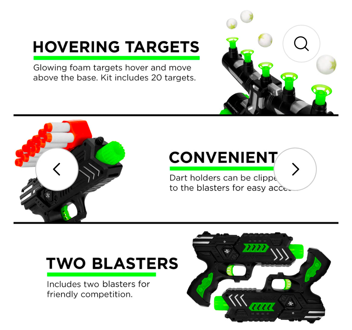 Glow-in-the-Dark Floating Target & Blaster Set w/ 24 Darts and 20 Targets