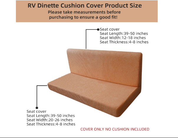 8 Piece RV Dinette Cushion Covers- Orange