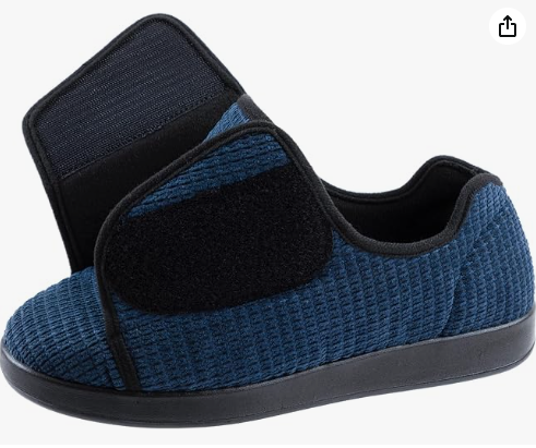Men's Wide Width Diabetic Slippers- Navy