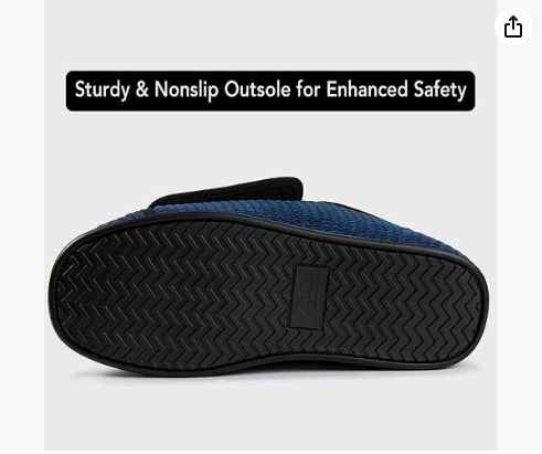 Men's Wide Width Diabetic Slippers- Navy