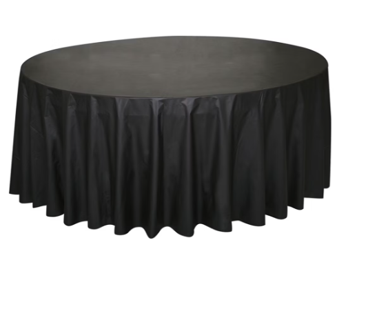 Round Plastic Tablecover- 84 inch- Set of 6 Black