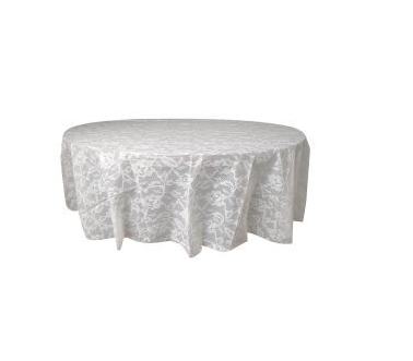 Round Plastic Tablecovers- 84 inch- Set of 6 White Lace