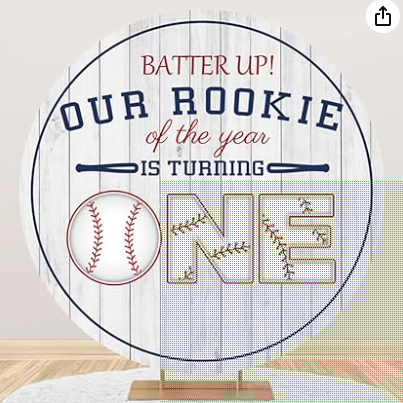Baseball 1st Birthday Party Backdrop-6x6 foot