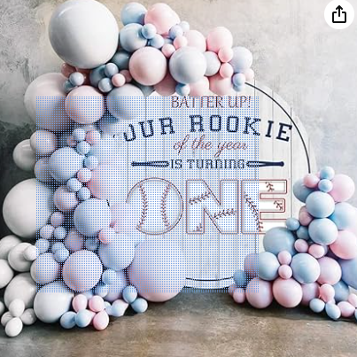 Baseball 1st Birthday Party Backdrop-6x6 foot