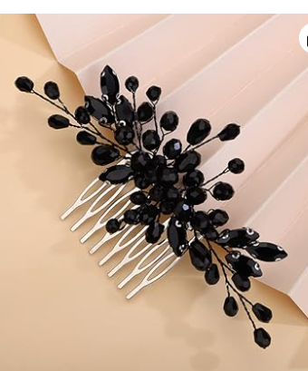 Rhinestone Hair Comb Accessory-  Black