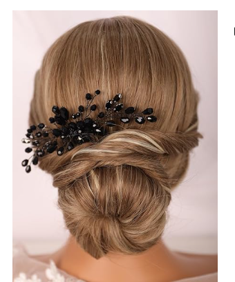 Rhinestone Hair Comb Accessory-  Black