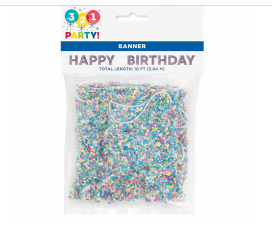Glitter Happy Birthday Banner- Set of 3