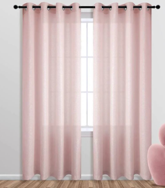 Linen 2 Panel Curtains- Light Pink