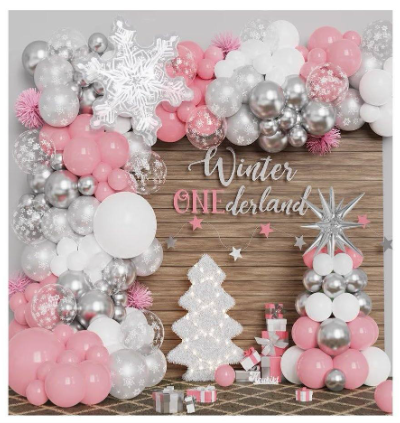 Balloon Garland Arch Kit- Winter Wonderland Pink