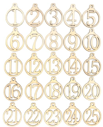 Wooden Number Ornaments-50 piece- 1-25