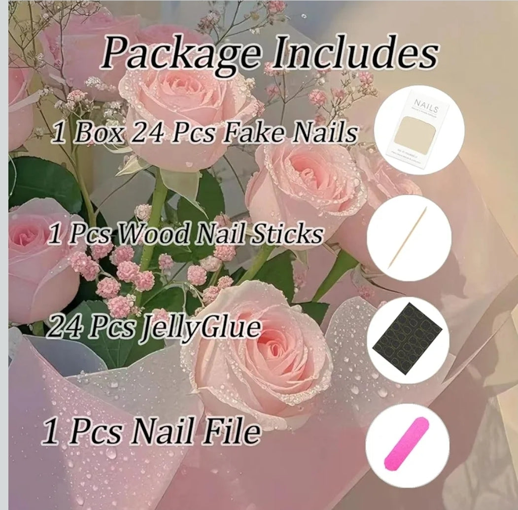 Press on Nails-Short & Square- Heart Design