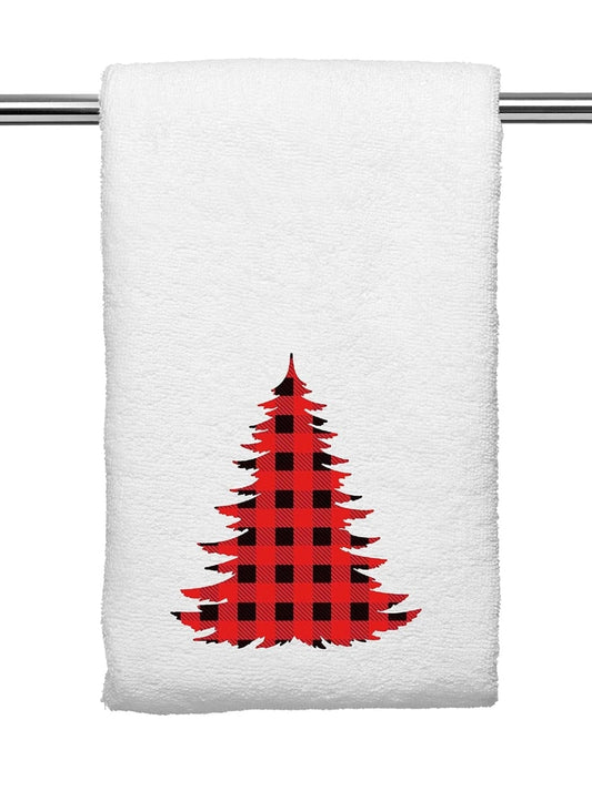 Decorative Kitchen or Bathroom Hand Towel- Plaid Tree
