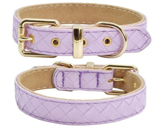 Leather Dog Collar- Purple