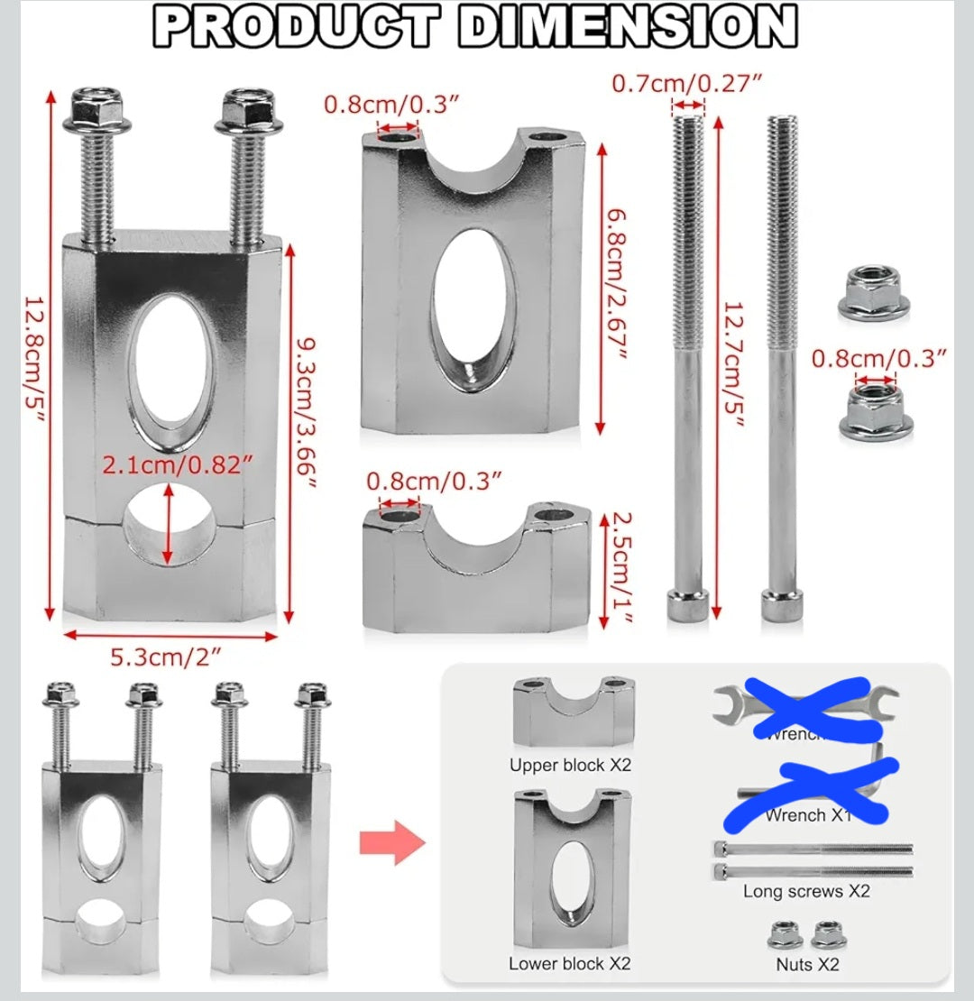 Handlebar Mount Clamp Risers for Dirt Bike