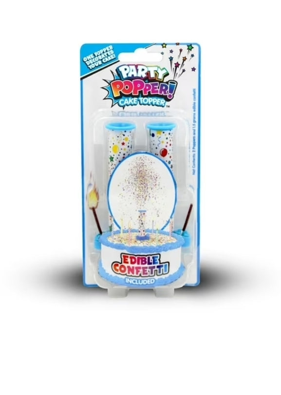 Party Popper Cake Topper with Edible Confetti-Set of 3