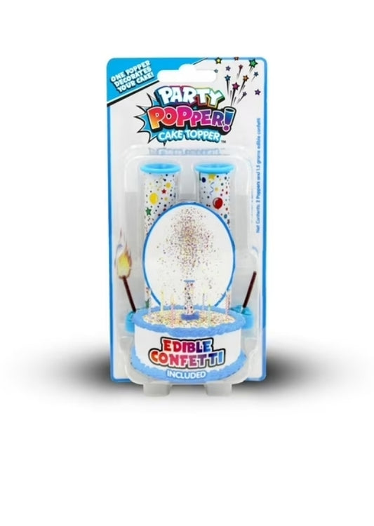 Party Popper Cake Topper with Edible Confetti-Set of 3