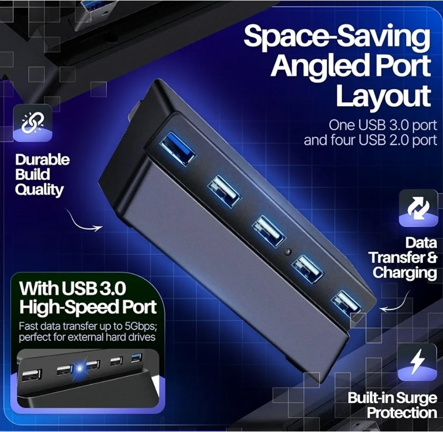 5 Port USB Hub for PS4 Slim Edition