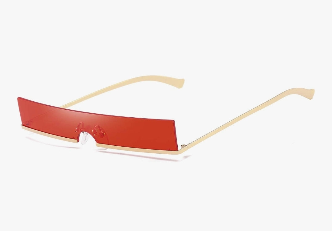 Retro Rectangle Festival Glasses-Red