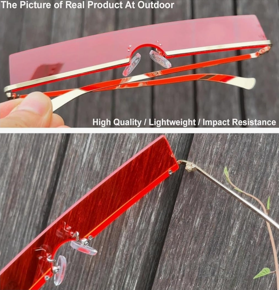 Retro Rectangle Festival Glasses-Red