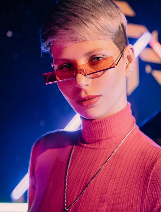 Retro Rectangle Festival Glasses-Red