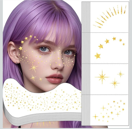 Gold Glitter Star Face Freckles