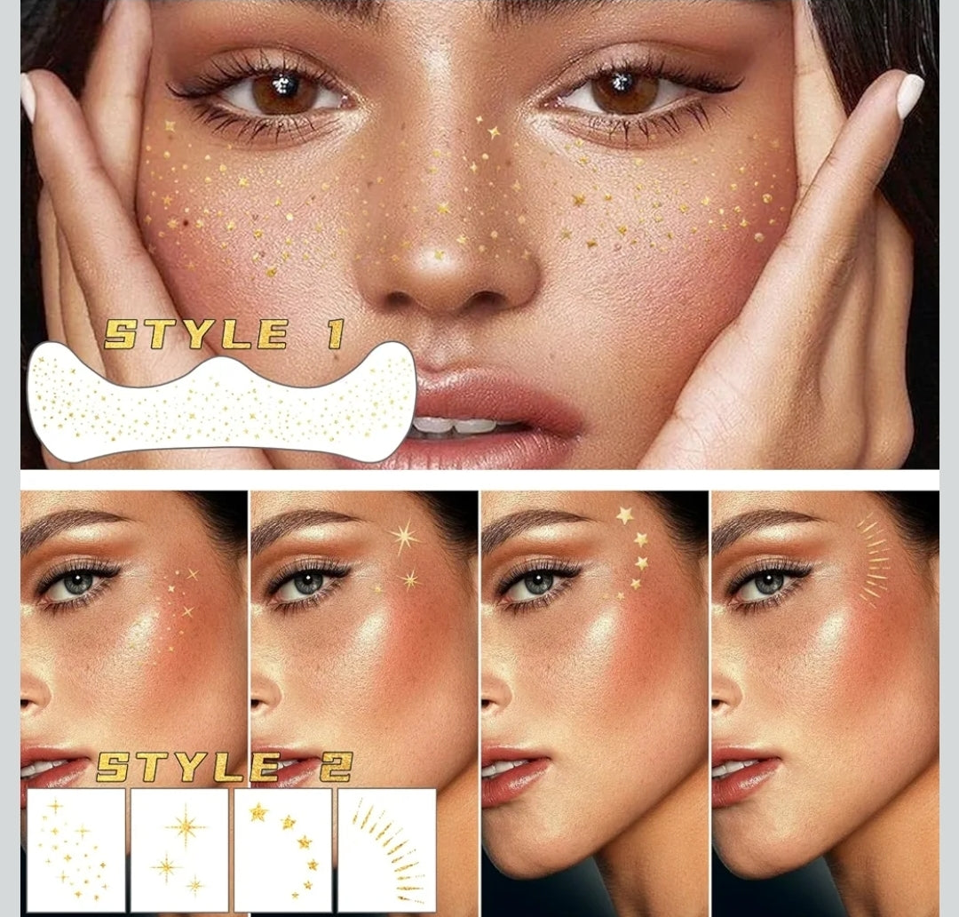 Gold Glitter Star Face Freckles