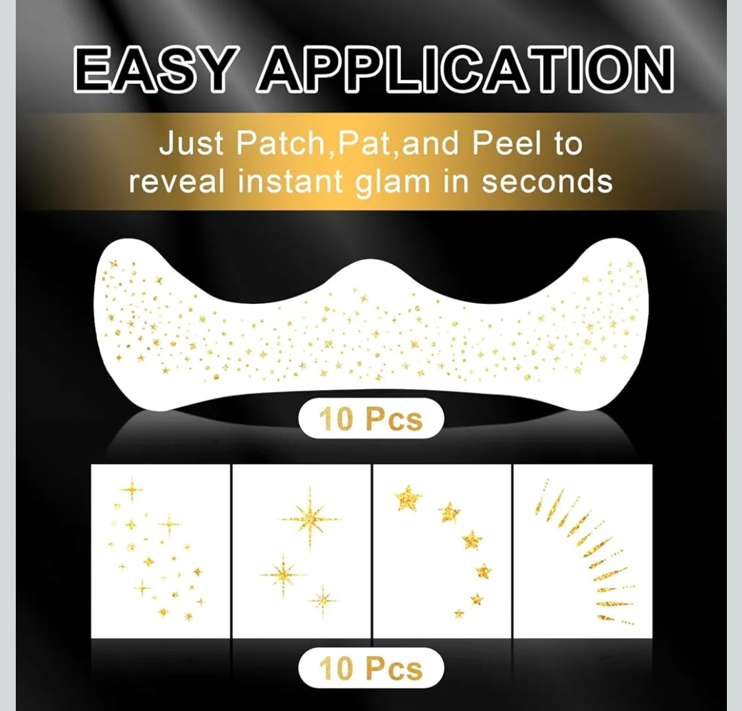Gold Glitter Star Face Freckles
