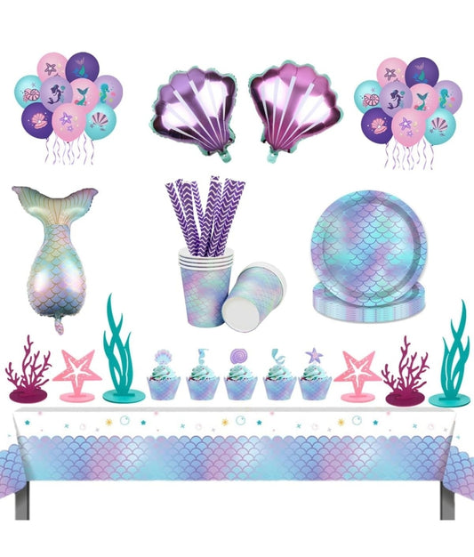 Mermaid Birthday Party Supplies- 109 pieces