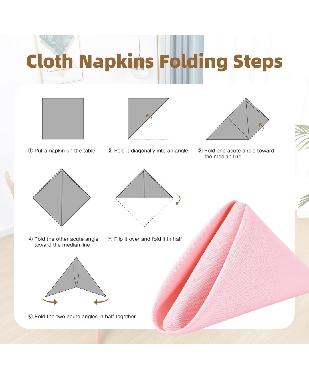 Cloth Dinner Napkins- Set of 6 Pink