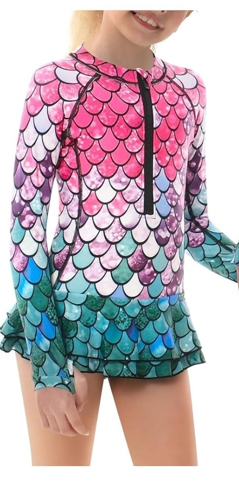 Girls Long Sleeve One Piece Swim Suit