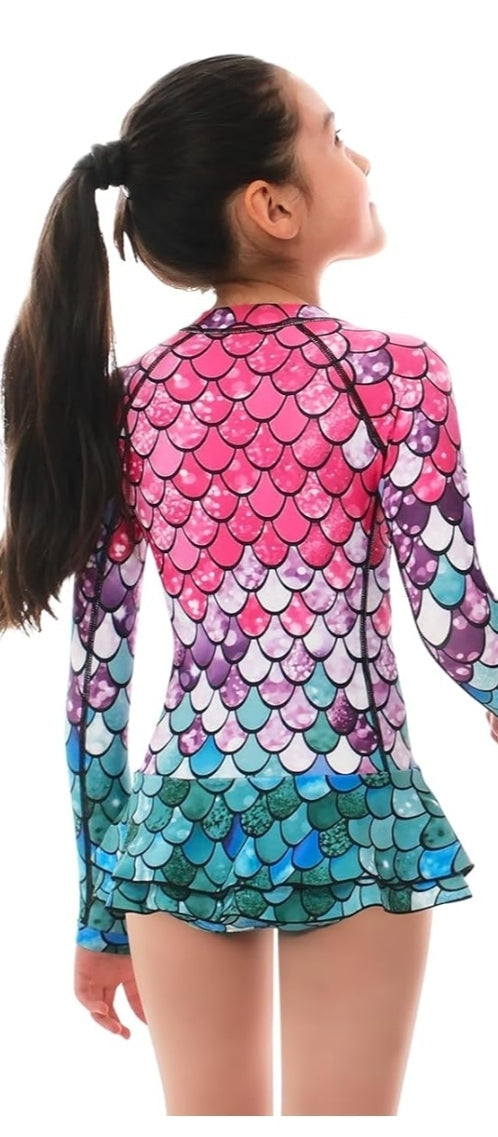 Girls Long Sleeve One Piece Swim Suit