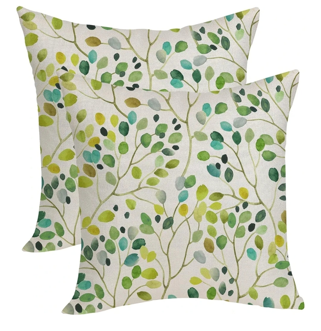 Throw Pillow Covers- 18x18 Green Leaf