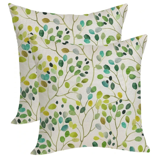 Throw Pillow Covers- 18x18 Green Leaf