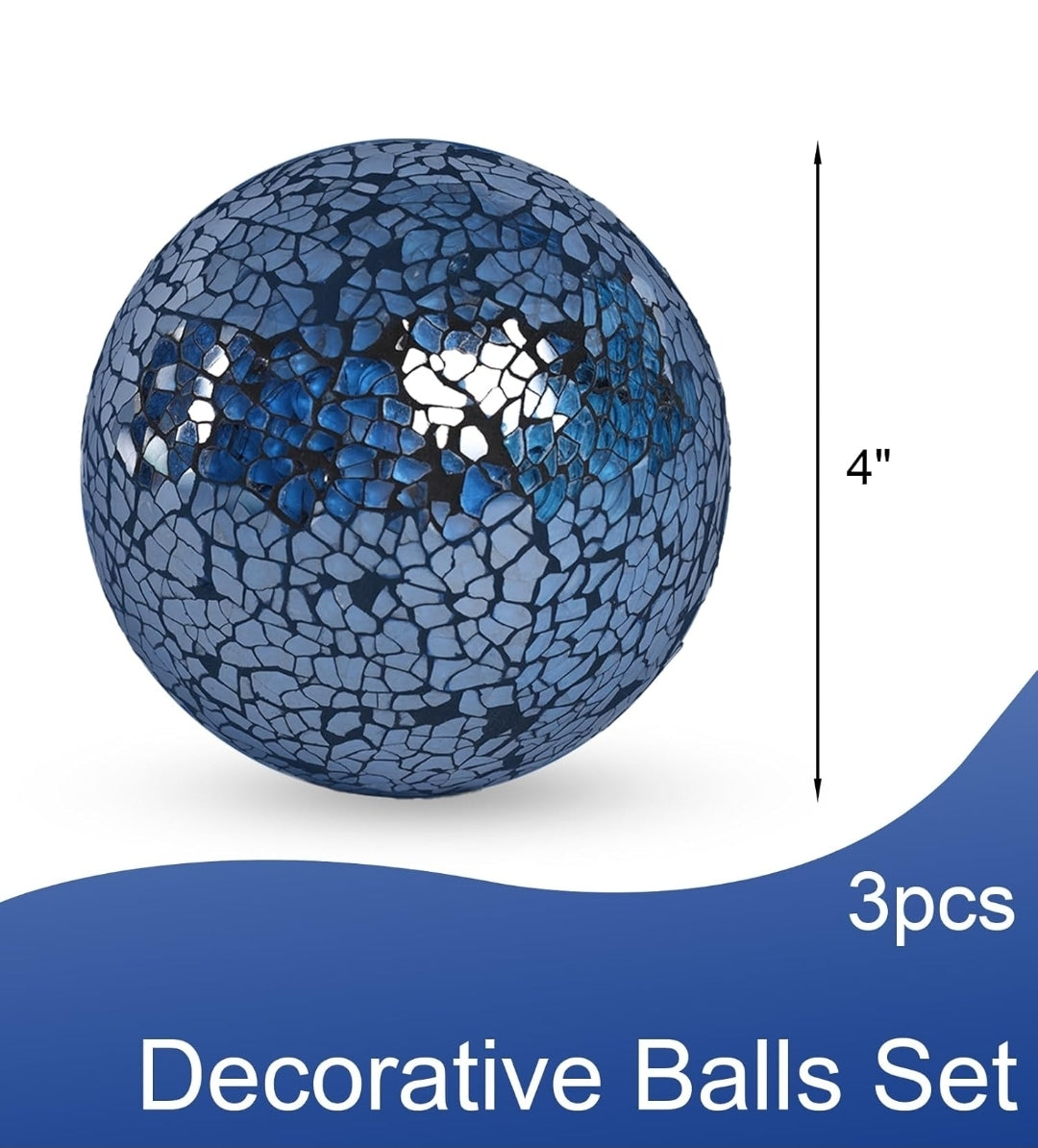 3 Piece Decorative Mosaic Glass Orbs