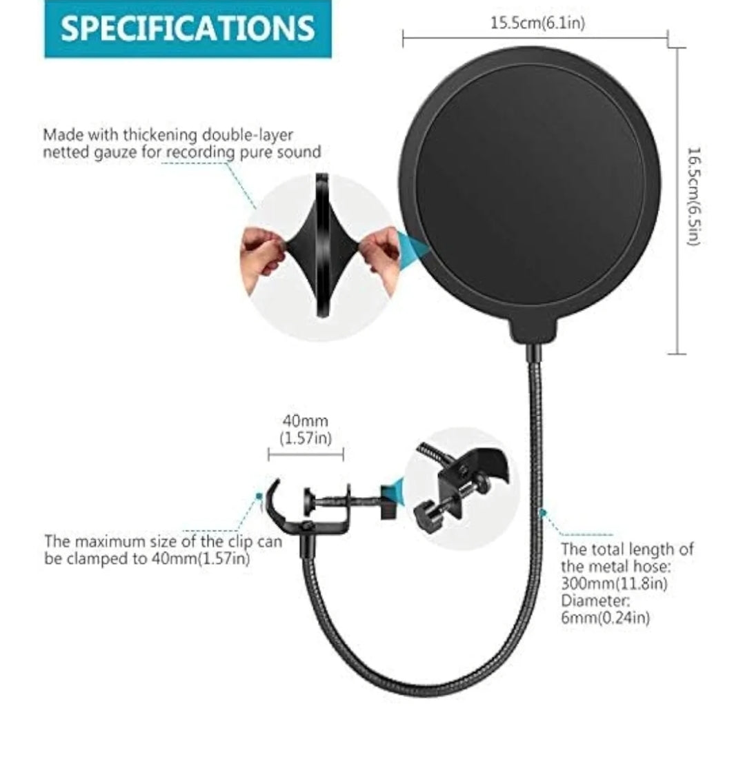Professional Microphone Pop Filter Shield